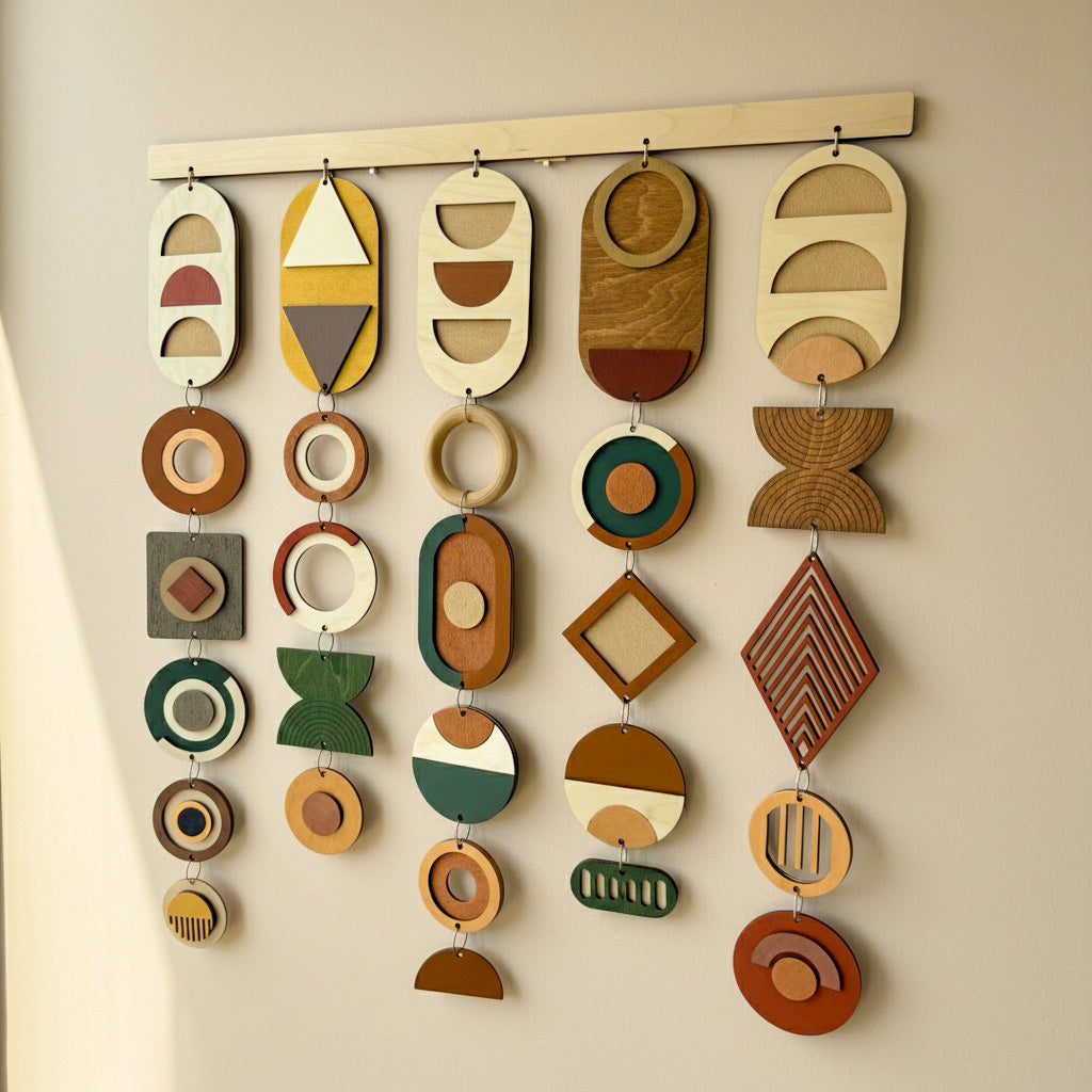 Venocci-Harmony Modern geometrik ahşap duvar dekoru – el yapımı, doğal huş kontrplak