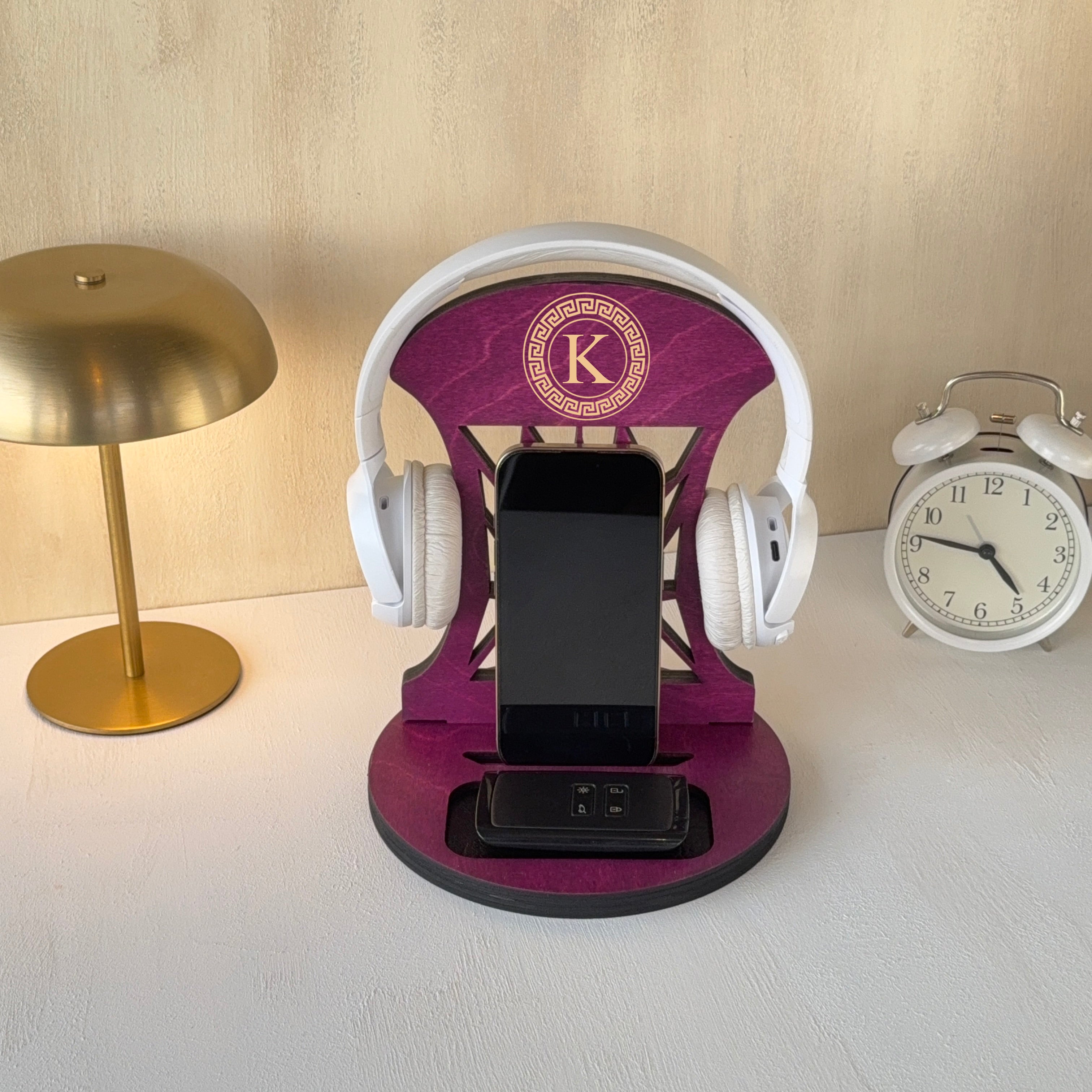 Kişiselleştirilebilir Ahşap Kulaklık ve Telefon Standı