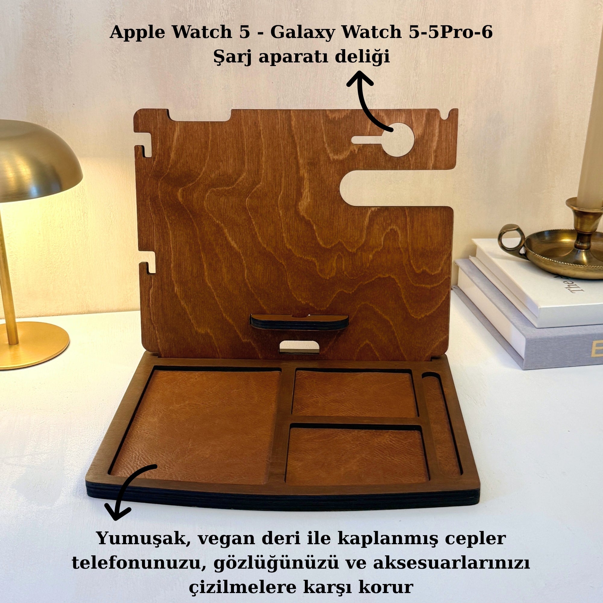 Masaüstü Organizer - Telefon, Saat, Cüzdan Standı