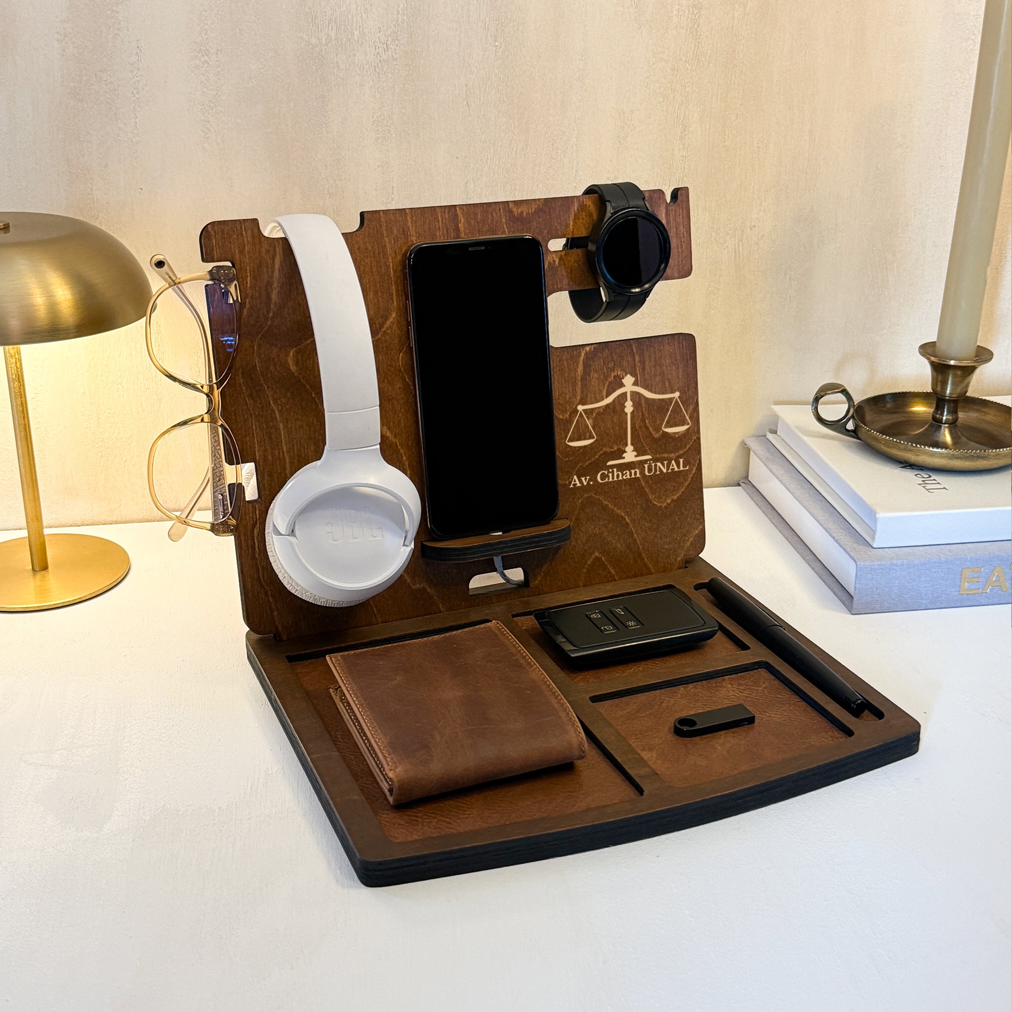 Masaüstü Organizer - Telefon, Saat, Cüzdan Standı