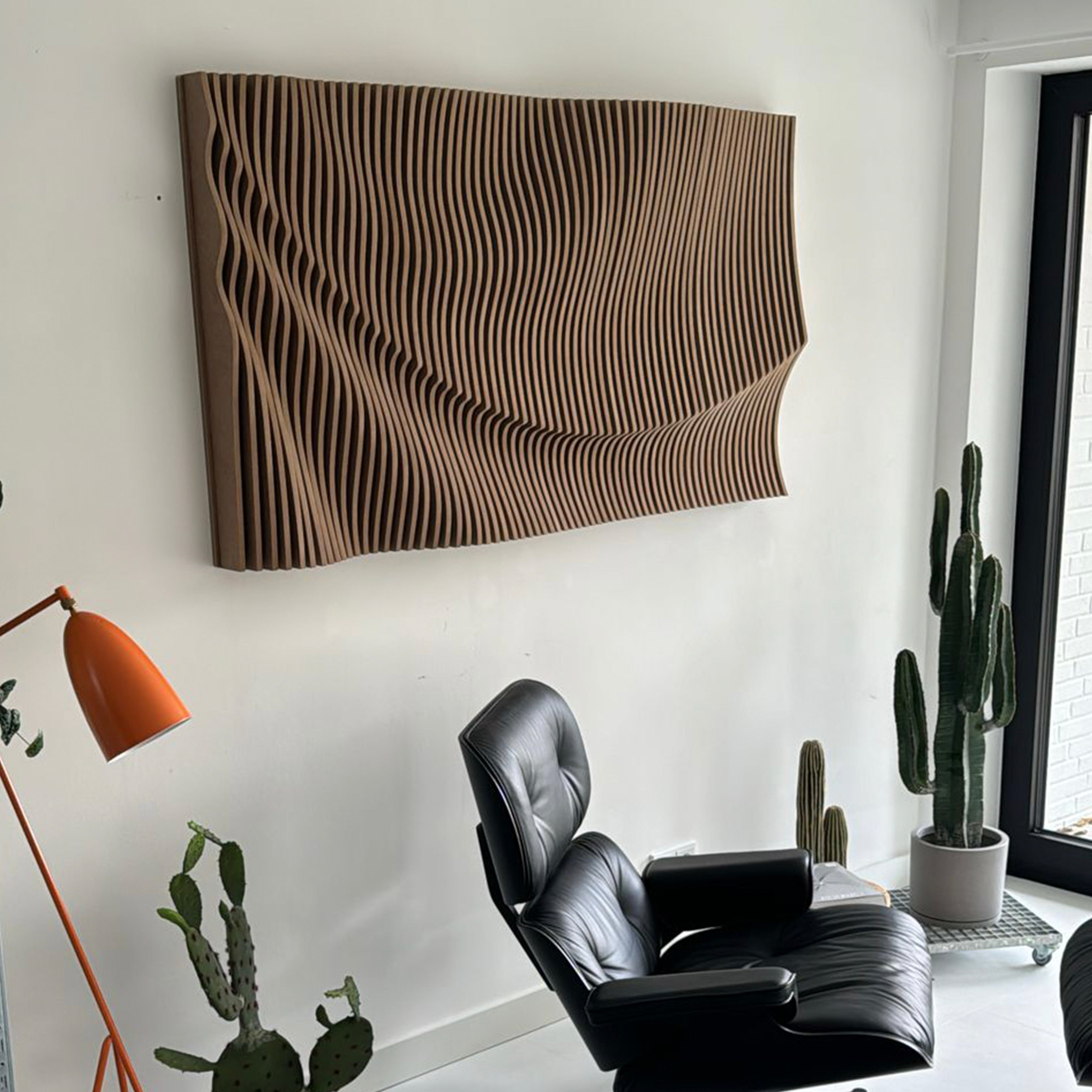 Parametrik Ahşap Duvar Sanatı | 3D Akustik Panel | Modern Büyük Duvar Dekoru