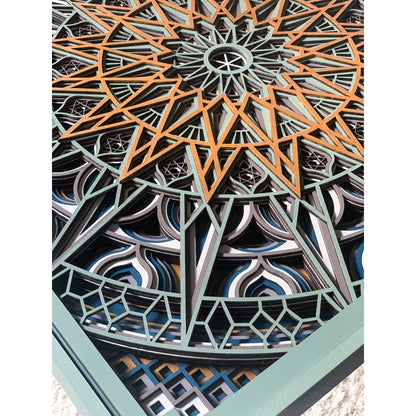 El Yapımı 3D Mandala Yan Sehpa – Mavi