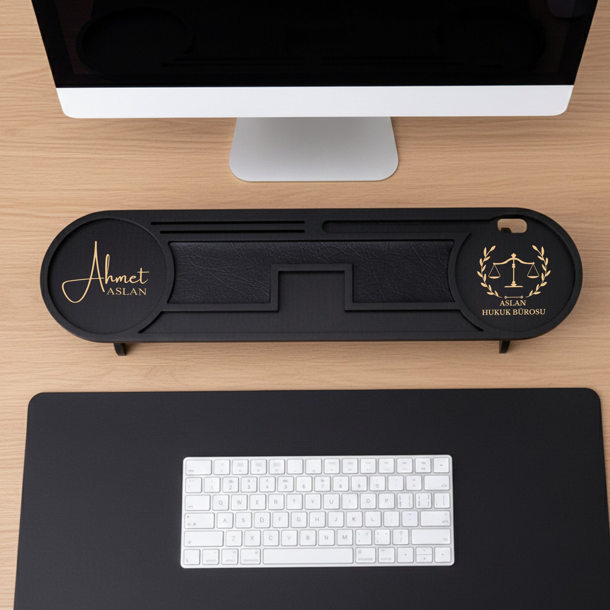 Kurumsal & Kişiye özel Hediye Ahşap Masaüstü Oval Organizer