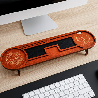 Kurumsal & Kişiye özel Hediye Ahşap Masaüstü Oval Organizer