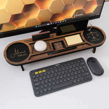 Kurumsal & Kişiye özel Hediye Ahşap Masaüstü Oval Organizer
