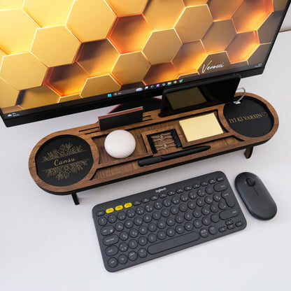 Kurumsal & Kişiye özel Hediye Ahşap Masaüstü Oval Organizer