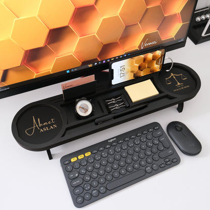 Kurumsal & Kişiye özel Hediye Ahşap Masaüstü Oval Organizer