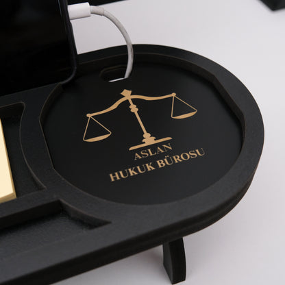 Kurumsal & Kişiye özel Hediye Ahşap Masaüstü Oval Organizer