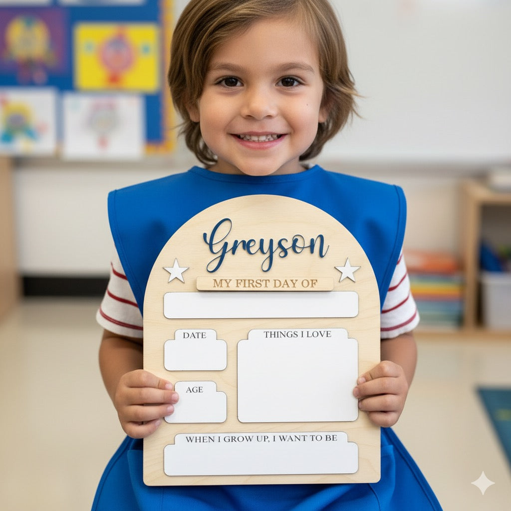 Kişiye Özel “Okulumdaki İlk/ Son Günüm” Yaz–Sil Ahşap Hatıra Panosu