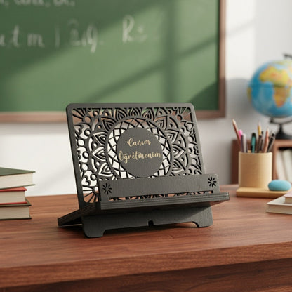 Venocci Kişiye Özel Ahşap Kitap Okuma, Telefon ve Tablet Standı, Masaüstü Düzenleyici