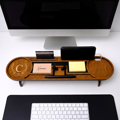 Kurumsal & Kişiye özel Hediye Ahşap Masaüstü Oval Organizer