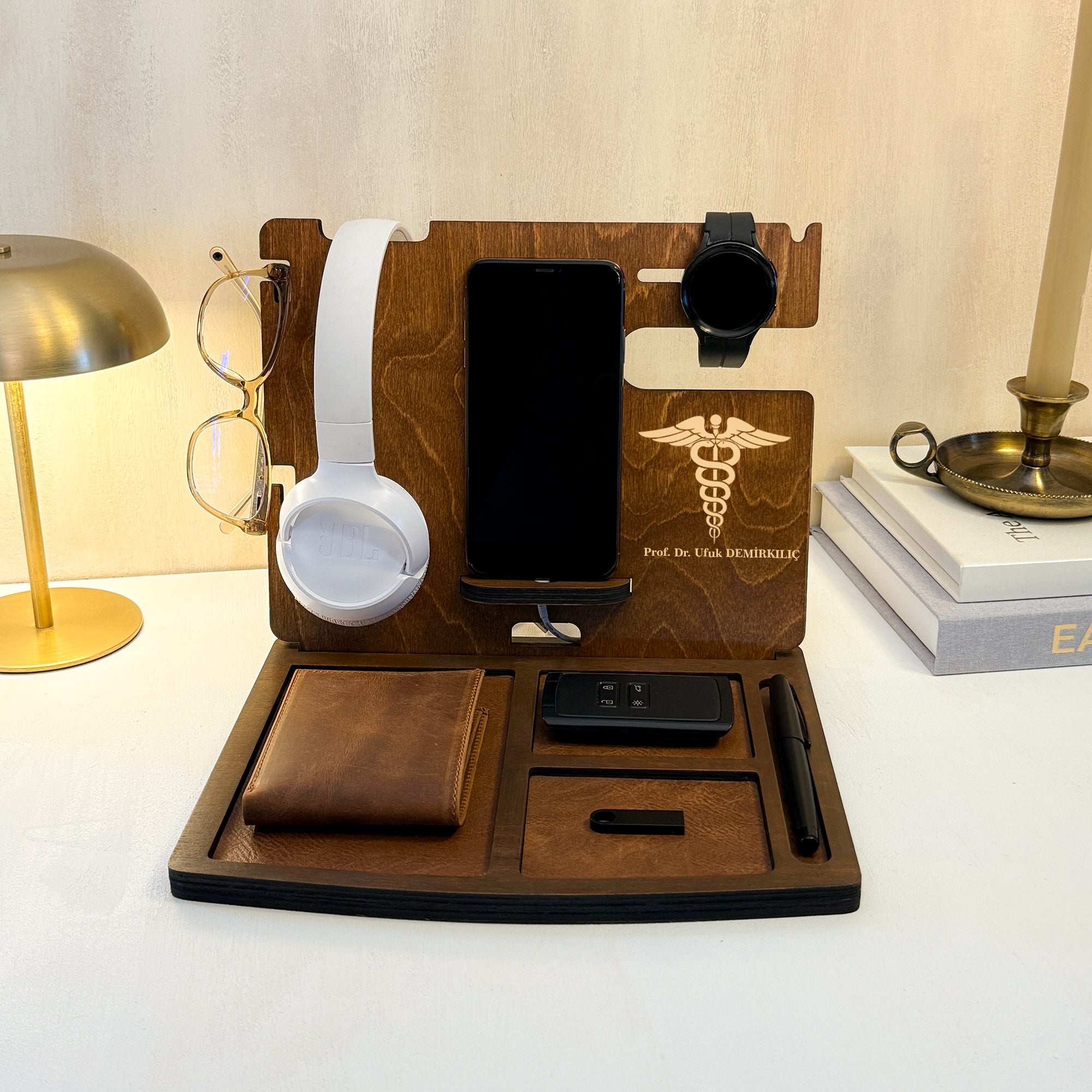 Masaüstü Organizer - Telefon, Saat, Cüzdan Standı