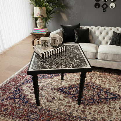 El Yapımı 3D Mandala Yan Sehpa 48×50 cm – Modern Dekoratif Sehpa