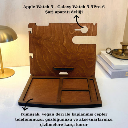 Masaüstü Organizer - Telefon, Saat, Cüzdan Standı